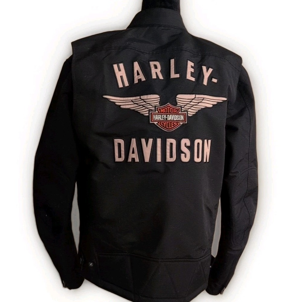 Harley Davidson Jacket Mens Med Black HDMC Riding Motorcycle Biker Flannel Lined